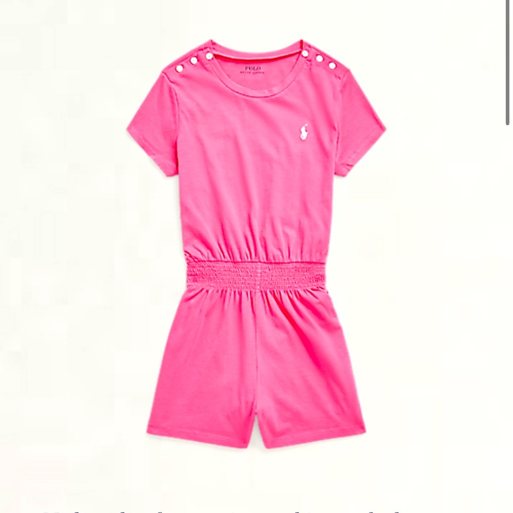 RALPH LAUREN Smocked Cotton Jersey Romper M(8-10)